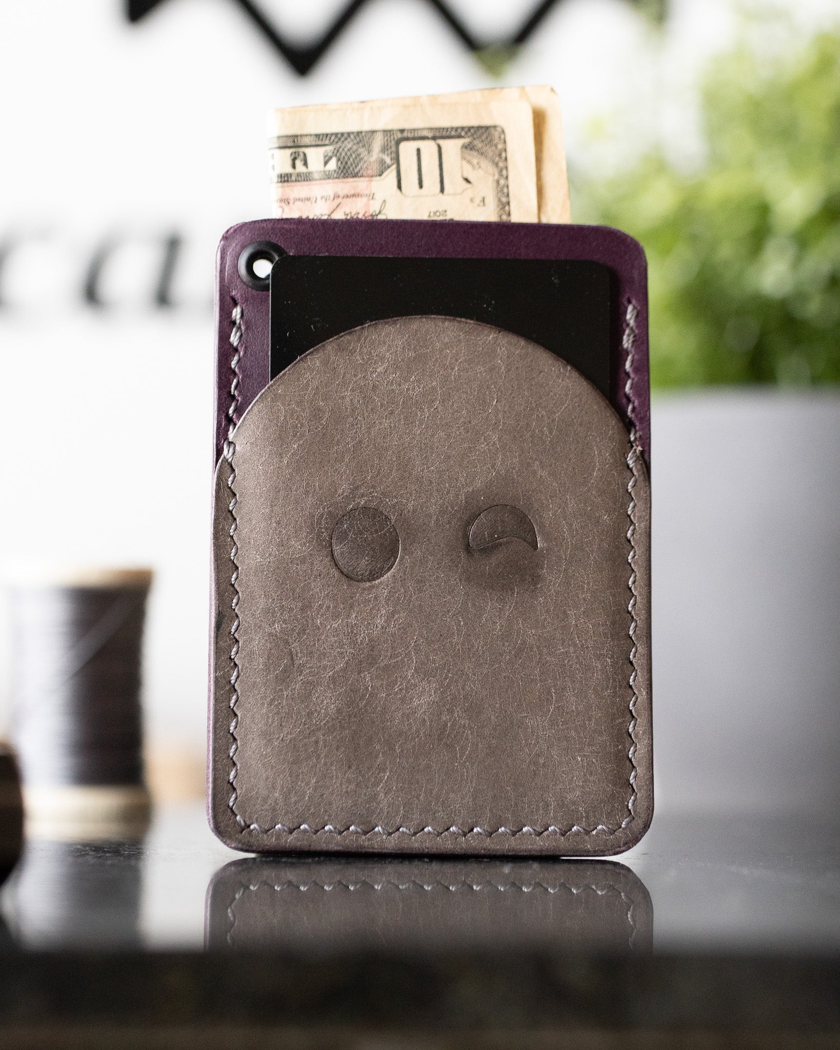 PARANRML Wallet Violet and Grey with card and cash inserted